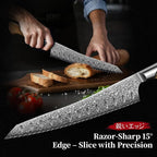 TIVOLI Bread Knife – Damascus VG-10 Serrated Knife - Image 5