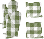 Native Fab Buffalo Plaid Check Oven Mitts and Pot Holders Set of 4, 100% Cotton by NativeFab