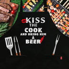 Grilling Apron - KISS THE COOK AND BRING HIM A BEER - Funny BBQ Aprons - Image 2