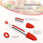 Mudder 5 Pack Mini Kitchen Tongs 7 Inch Silicone Tongs - Image 3