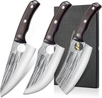 Topfeel 3PCS Butcher Knife Set Hand Forged chef knife Boning Knife, High Carbon by Topfeel
