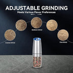 UNNEES Rechargeable Electric Salt and Pepper Grinder, gravity electric salt and - Image 3