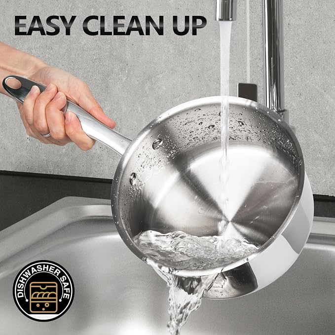 MICHELANGELO Saucepan Set 6pc, Triply Stainless Steel Sauce Pan - Image 6