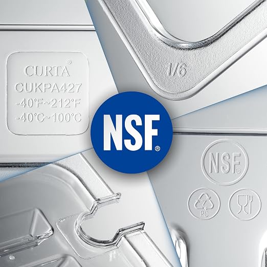 CURTA 6 Pack NSF 1/9 Size Food Pan Cover, Dishwasher & Freezer Safe Plastic - Image 5