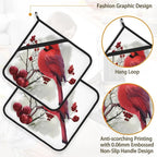 Christmas Cardinal Bird Pot Holder Set of 2, Heat Resistant Potholders Oven Hot - Image 4