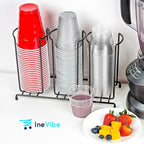 Inevibe Wire Frame Cup and Lid Organizer, 3 Compartment Metal Rack Design - Image 2