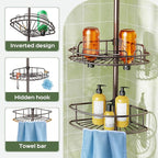 HAMITOR Corner Shower Caddy Tension Pole: 4-Tier Rust-Resistant Adjustable - Image 5