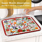 Flowers Printed Dish Drying Mat Floral Coffee Mat - Image 7