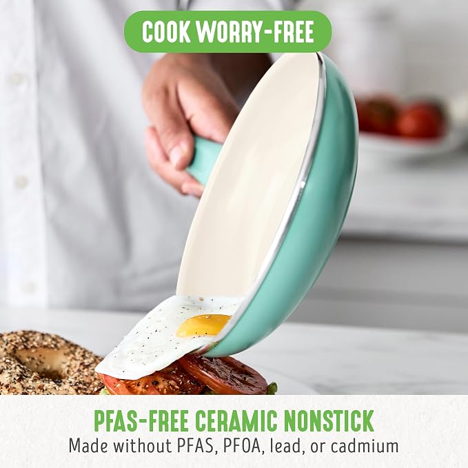 GreenLife Non Stick Fry Pan Set, Non-Toxic PFAS-Free Ceramic Skillets, - Image 2