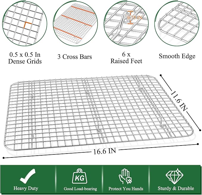 P&P CHEF 17.5 Inch Baking Sheet and Rack Set, Stainless Steel Cookie Sheets - Image 3