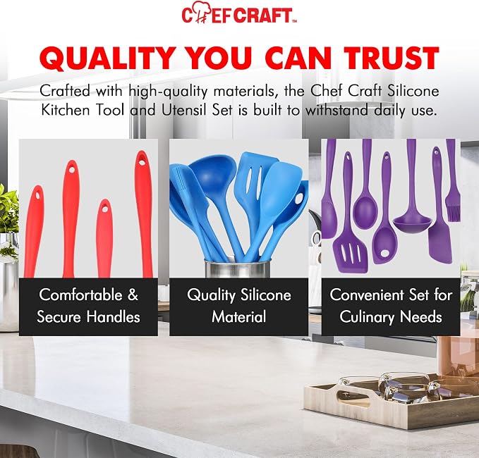 Chef Craft - Premium Silicone Kitchen Tools and Utensils Set, Non-Scratch - Image 6