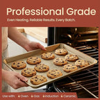 Diamond Bottom Cookie Sheet Set of 2, Nonstick Gold Carbon Steel Baking Pans - Image 3