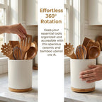 QUELIEN Utensil Holder, 360° Rotating Ceramic Kitchen Utensil Holder - Image 5