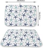 Coastal Dish Drying Mat 18x24 Inch Summer Navy Blue Teal Turquoise Starfish - Image 2