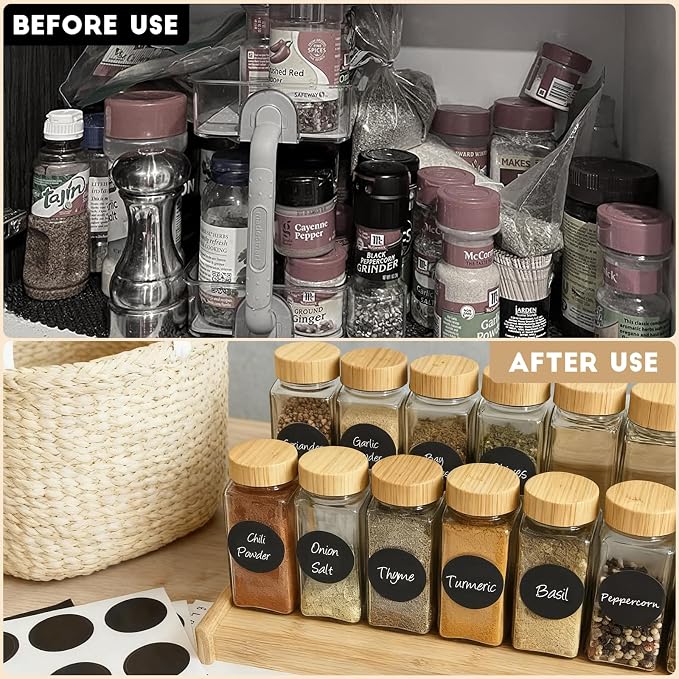24Pcs Spice Jars with Label, 4oz Empty Square Seasoning Containers, Spice Jars - Image 4