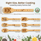 CUTHOLLOW 6PCS Wolves and Forest Wooden Kitchen Cooking Utensil Set, 11.9in Non - Image 2