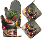 Herbs Spices Seasonings Oven Mitts and Pot Holders Set of 4, Heat Resistant Non by Unknown