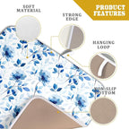 Blue Floral Dish Drying Mat 16x18 inch Flower Leaves Dish Rack Pad Microfiber - Image 4