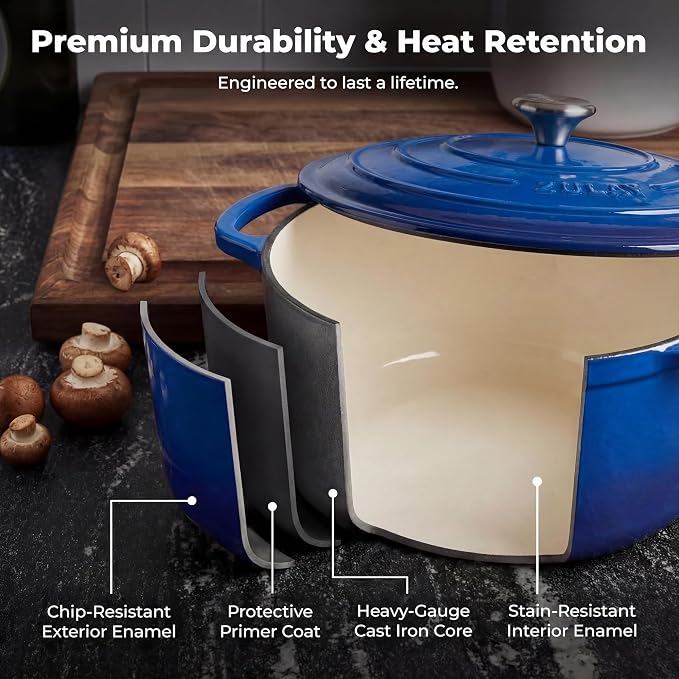 Zulay Kitchen 6 Quart Enameled Cast Iron Dutch Oven Pot - Image 5