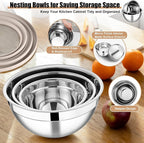 E-far Mixing Bowls with Lids and Graters, Stainless Steel Salad Mixing Bowl - Image 4