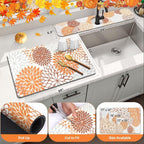 Findosom 2PCS 12" x 20" Fall Dish Drying Mat & 24" x 5.5" Sink Splash Guard - Image 2