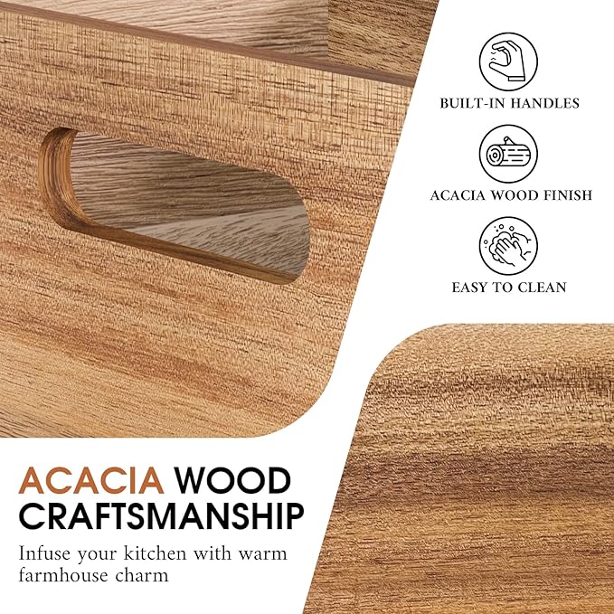 Acacia Wood Kitchen Utensil Holder - Image 5