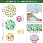 Patelai 10 Pcs Bowl Covers Reusable in 5 Size Stretch Cloth Fabric Elastic Food - Image 2