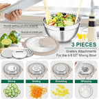 E-far Mixing Bowls with Lids and Graters, Stainless Steel Salad Mixing Bowl - Image 3