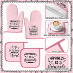 Bencailor 12 Pcs Farmhouse Kitchen Decorations Sets 8 Pink Black Kitchen Dish - Image 6