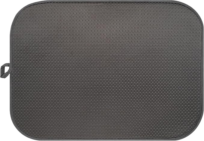 Dark Gray Dish Drying Mats 20" x 15", XL Kitchen Drying Mat by FullBeDare