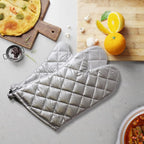Silver Oven Mitts, Quilted Cotton Lining 13 Inch Oven Gloves, Heat Resistant - Image 2