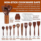 12-Piece Premium Teak Wooden Cooking Utensils Set – Heat-Resistant Spoons & - Image 3