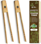 Toaster Tongs With Magnet | Bamboo Kitchen Utensils by ThreeWayCut