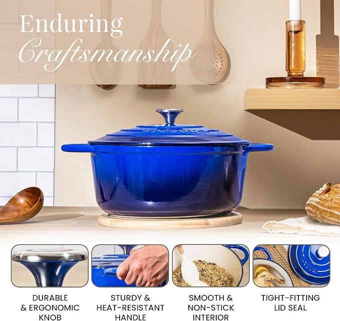 Cast Iron Pot with Lid – Non-Stick Ovenproof Enamelled Casserole Pot, Oven Safe - Image 7