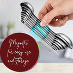 Magnetic Measuring Spoons Set of 9 Stainless Steel Dual-Sided Stackable - Image 4