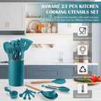 HaWare Kitchen Cooking Utensils Set, 23-Piece Silicone Kitchen Utensils Spatula - Image 3