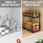 BOIVSHI Spice Rack Organizer for Cabinet, 2 Tier Pull Out Spice Organizer for - Image 3