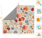 Mandala Flowers Dish Drying Mat 16x18 Inch, Microfiber Absorbent Fast Dry Mat - Image 2