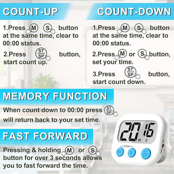 ZILLEEN Classroom Timer for Kids Teachers 6 Pack Digital Timers - Image 8