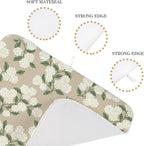Beige Dish Drying Mat 18x24 Inch Khaki Green Vintage Floral Hydrangea Flower - Image 3
