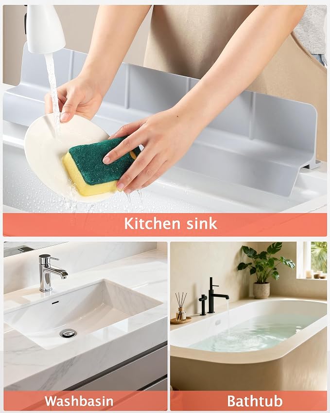 Kitchen Sink Splash Guard 30" 23" 18" Self-Draining Silicone Water Guard - Image 7