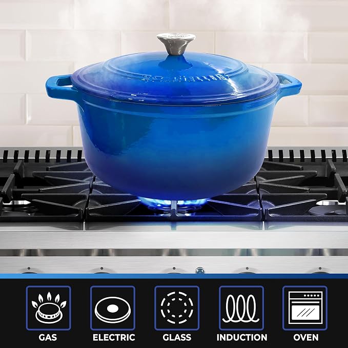 MUELLER HOME 4.5 QT Enameled Cast Iron Dutch Oven, Heavy-Duty Casserole Dish - Image 5
