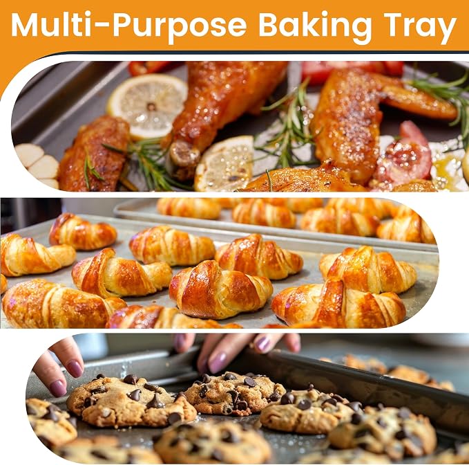 12 Pack Half Size Baking Sheet Pan, Aluminum Commercial Cookie Sheet Pan - Image 8
