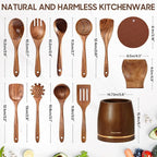 Spardar Wooden Spoons for Cooking, Spoon Rest, 4.2" Utensil Holder, and - Image 6