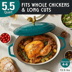 MUELLER HOME 5.5 Quart Enameled Cast Iron Oval Dutch Oven - Image 3