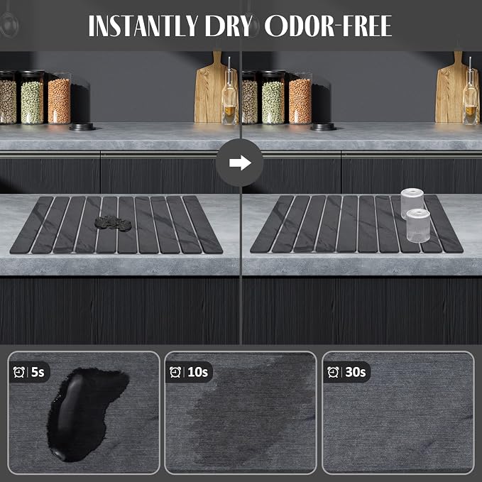 2 PCS Large Stone Dish Drying Mat - Image 2