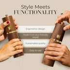 Wooden Salt and Pepper Grinder Set – Refillable Manual Salt and Pepper Mills - Image 5