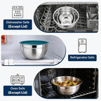 E-far Mixing Bowls With Lids Sets of 5, 10-Piece Stainless Steel Salad Metal - Image 7