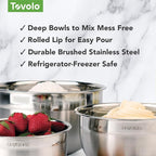 Tovolo Large Stainless Steel Mixing Bowl 5 Quart Metal Mixing Bowl - Image 3