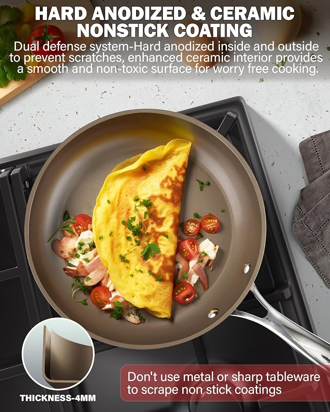 Cooks Standard Frying Pan Hard Anodized Ceramic Nonstick, 10.5-inch Classic - Image 3